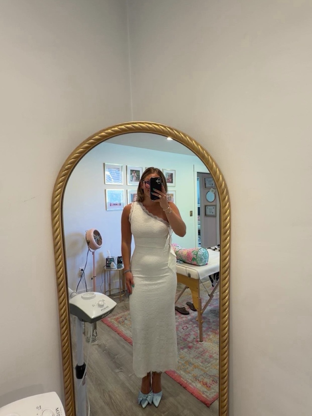 Lulu's White One-Shoulder Midi Dress